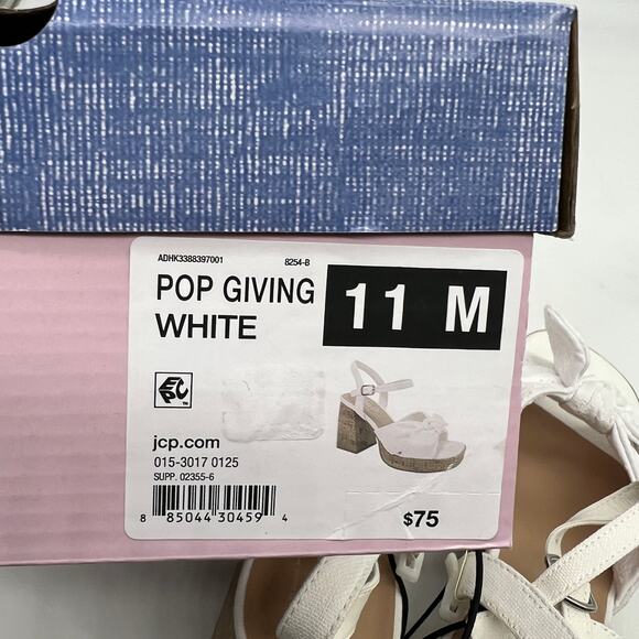 Pop Womens Giving Heeled Sandals White Size 11M - Picture 10 of 10